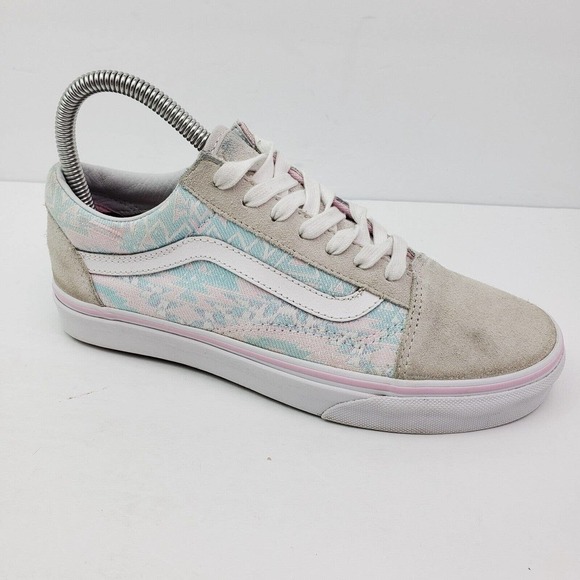 Vans Old Skool Womens Size 6.5 Gray Pink Suede Aztec Print Low Sneaker Shoes - Picture 2 of 11
